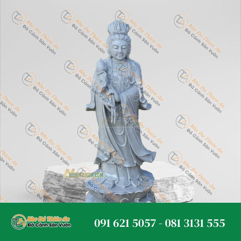 Tượng Đá Đại Thế Chí Bồ Tát Đứng Bằng Đá Trắng Non Nước | Kích Thước 167cm, Tâm Linh & Trang Nghiêm
