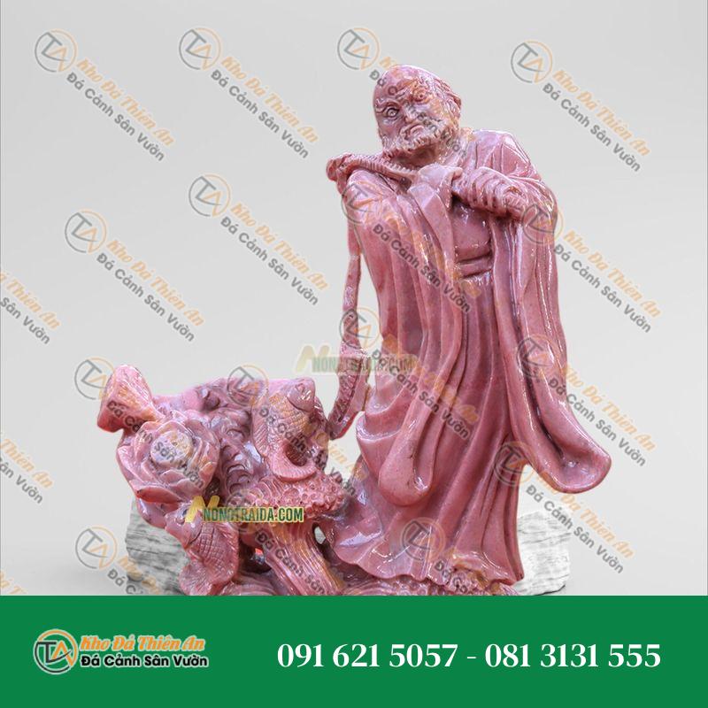 Tượng Đá Đạt Ma Quá Hải Rhodonite | Kích Thước 35cm, Tâm Linh & Tinh Tế