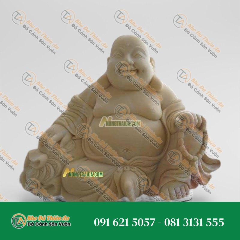 Tượng Đá Phật Di Lặc Ngồi Đá Trắng Non Nước 121cm, Kiểu Dáng Thanh Tịnh | Khodathienan.com