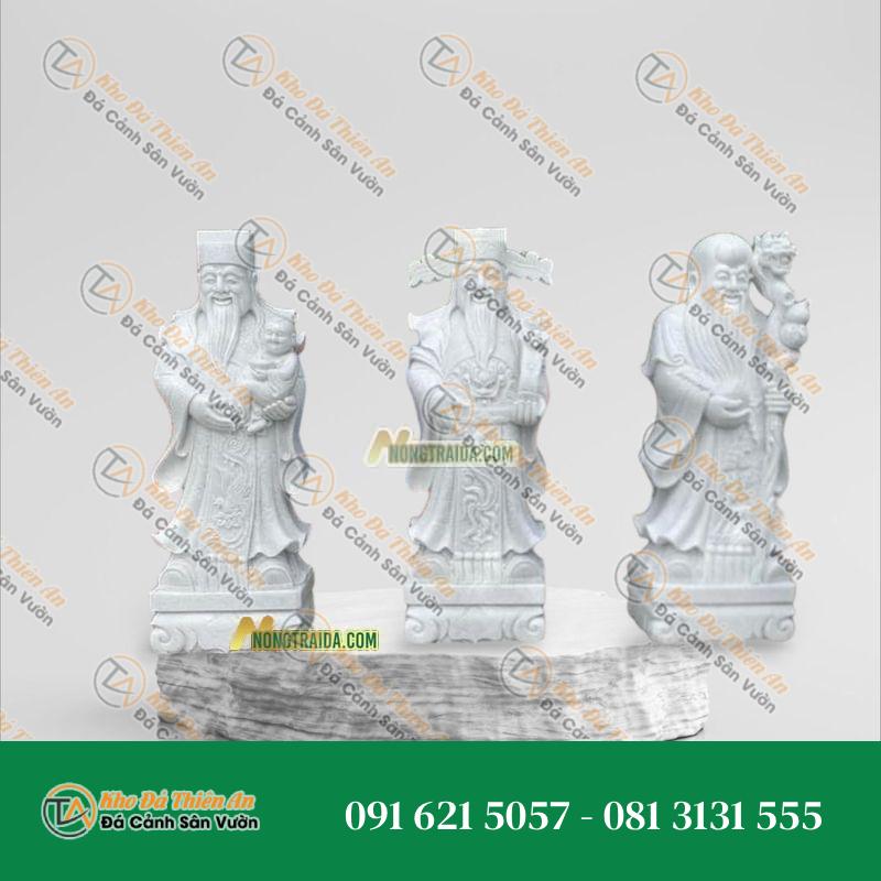 Tượng Phúc Lộc Thọ – Đá Trắng Sứ 176cm – Kiểu Dáng Sang Trọng, Nghệ Thuật | Khodathienan.com