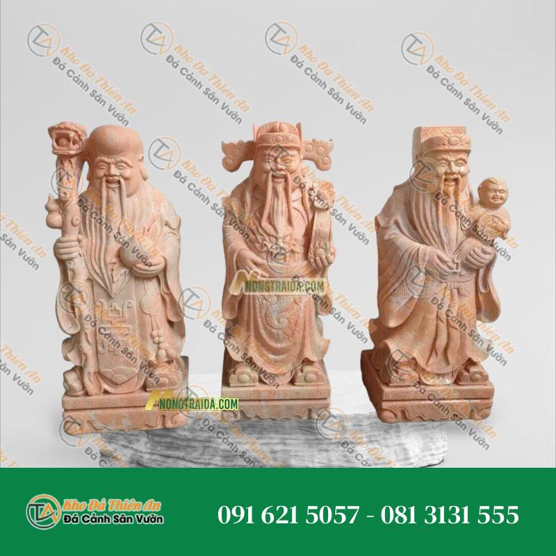 Tượng Phước Lộc Thọ Đá Vàng Hồng 176cm – Nét Đẹp Sang Trọng, Uy Nghi | Khodathienan.com