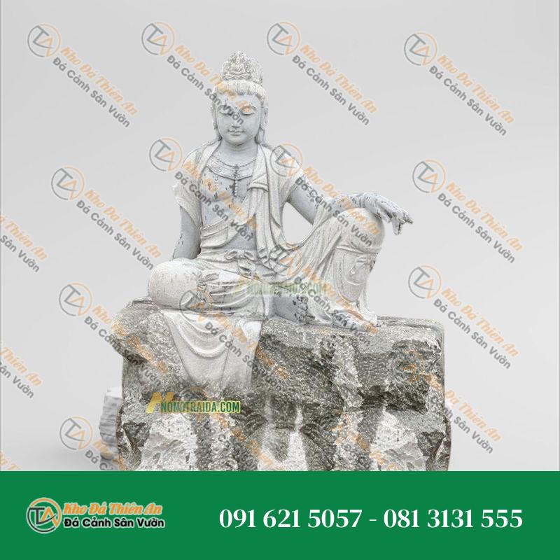 Tượng Quan Âm Tự Tại – Đá Sa Thạch 173cm – Kiểu Dáng Độc Đáo, Nghệ Thuật | Khodathienan.com