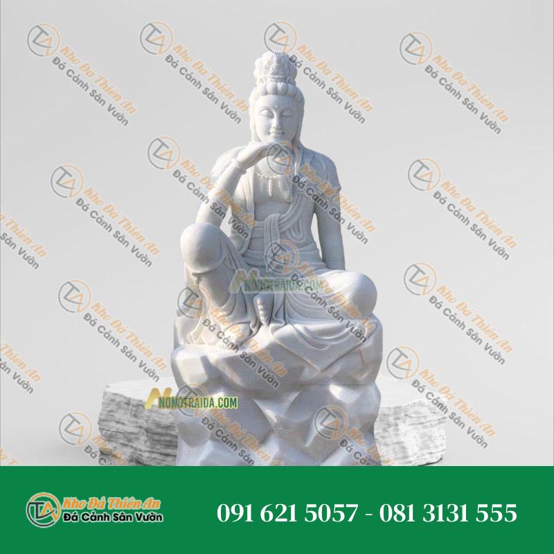 Tượng Quan Âm Tự Tại Đá Cẩm Thạch Trắng 200cm – Nét Đẹp Tinh Tế | Khodathienan.com
