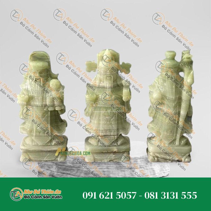 Tượng Đá Tam Đa Liền Khối Để Ô Tô Bằng Đá Xanh Onyx – Cao 17cm | Phong Thủy Tài Lộc