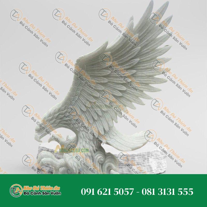 Tượng Đại Bàng Đá Trắng Xanh Cao Cấp | Biểu Tượng Sức Mạnh & Tài Lộc