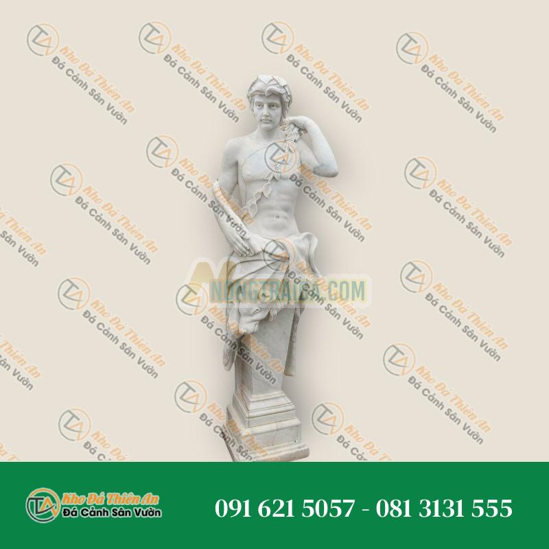 Tượng Đàn Ông Phong Cách Hy Lạp – La Mã Bằng Đá Cẩm Thạch Trắng Carrara