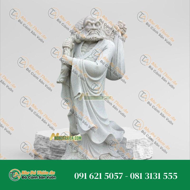 Tượng Đạt Ma Quá Hải Đá Cẩm Thạch Trắng 168cm – Kiệt Tác Nghệ Thuật – Khodathienan.com