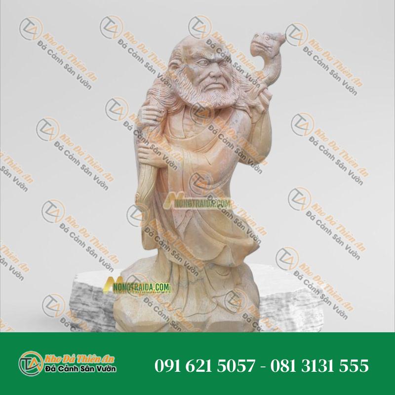 Tượng Đạt Ma Quá Hải Đá Cẩm Thạch Vàng Cà Rốt 165cm