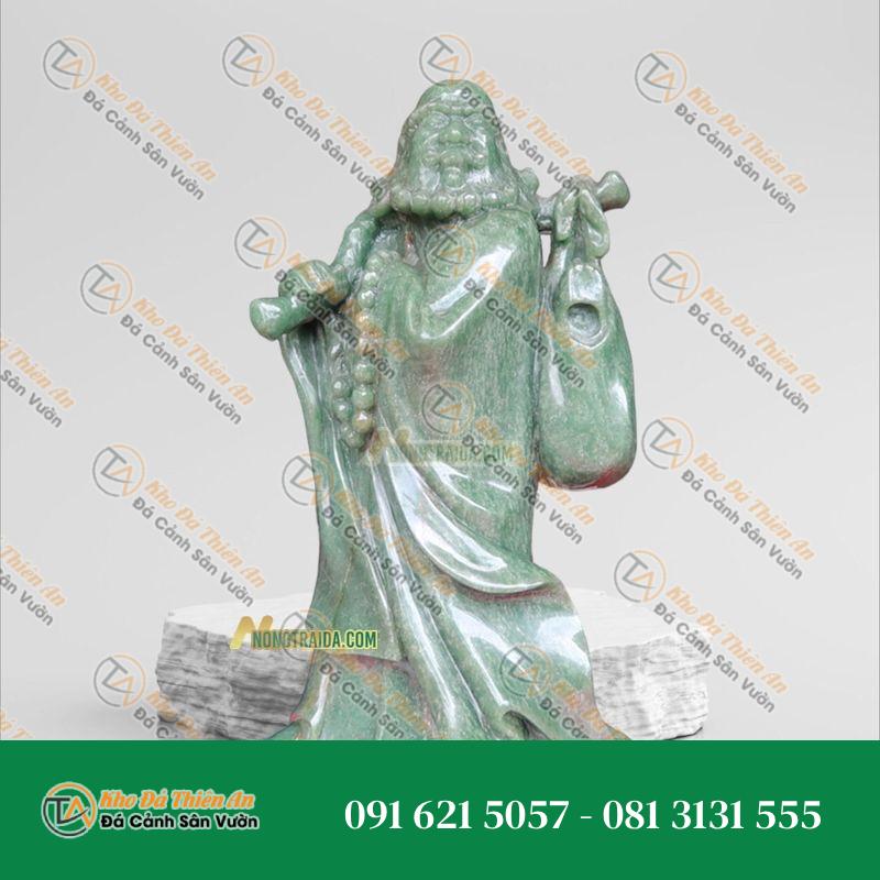 Tượng Đạt Ma Quá Hải Thạch Anh Xanh Aventurine 36cm – Khodathienan.com