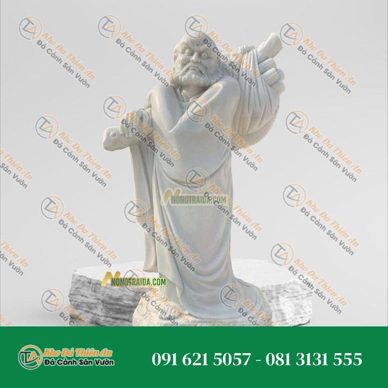 Tượng Đạt Ma Quá Hải Đá Trắng Vân 164cm – Khodathienan.com
