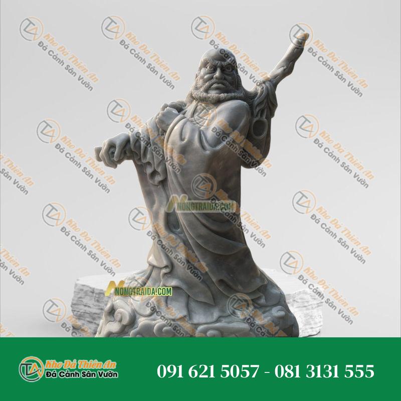 Tượng Đạt Ma Quá Hải – Đá Trắng Vân – Cao 166cm | Khodathienan.com