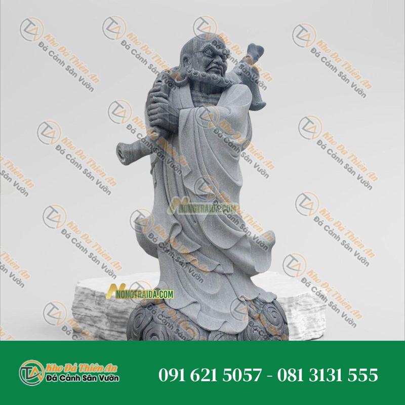 Tượng Đạt Ma Quá Hải Đá Trắng Xanh 164cm – Kiểu Dáng Tinh Tế, Trang Nghiêm – Khodathienan.com
