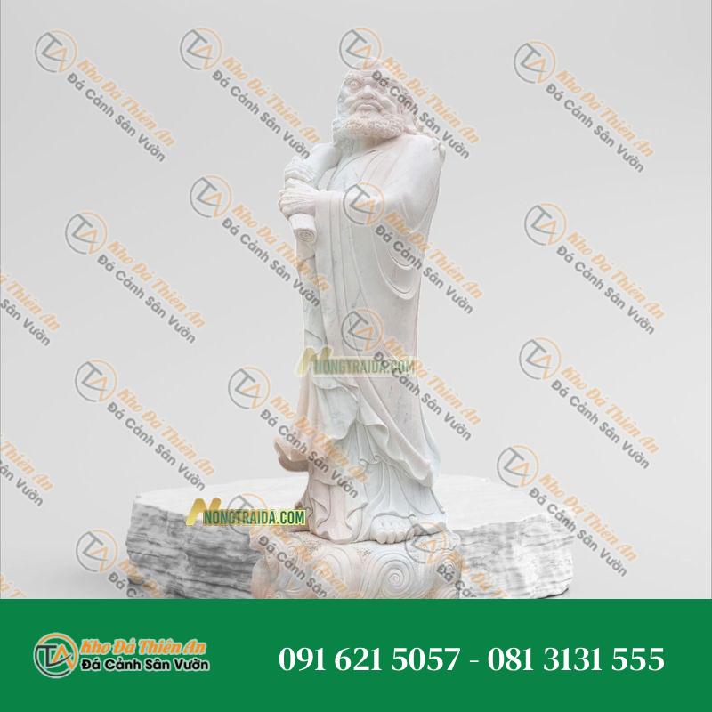 Tượng Đạt Ma Quá Hải Đá Vàng Cẩm Thạch 168cm – Hoành Tráng, Ấn Tượng – Khodathienan.com
