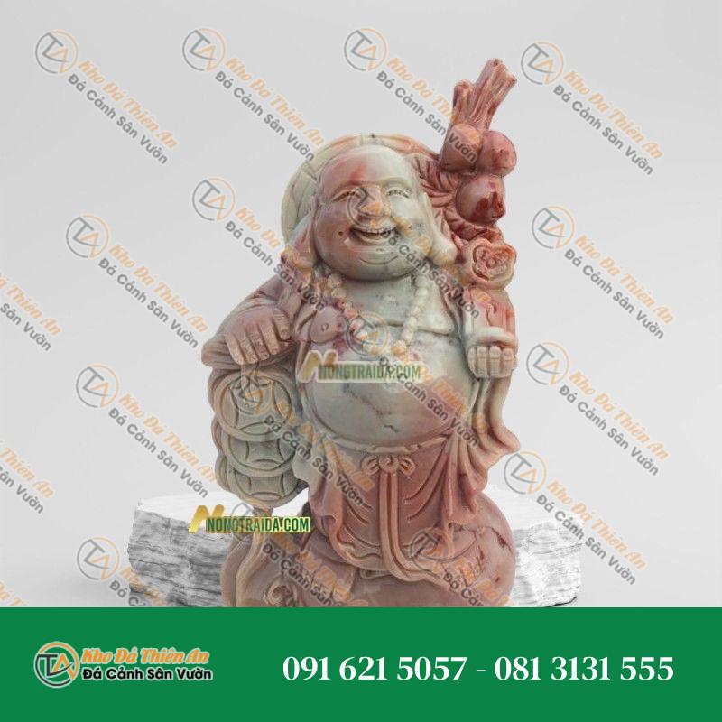 Tượng Phật Di Lặc Đá Cẩm Thạch Vàng Cà Rốt 67cm – May Mắn – Khodathienan.com