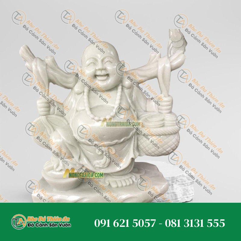 Tượng Di Lặc Đứng Đá Cẩm Thạch Trắng Yên Bái 119cm – Phong Thủy – Khodathienan.com