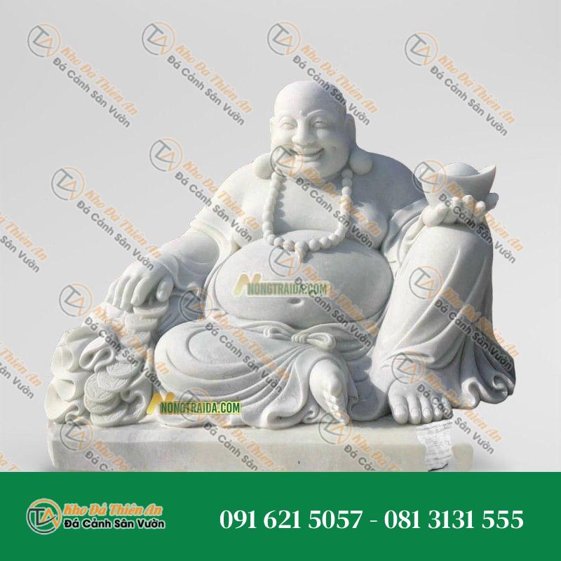 Tượng Di Lặc Ngồi Đá Trắng Yên Bái 131cm, Kiểu Dáng Tinh Xảo | Khodathienan.com