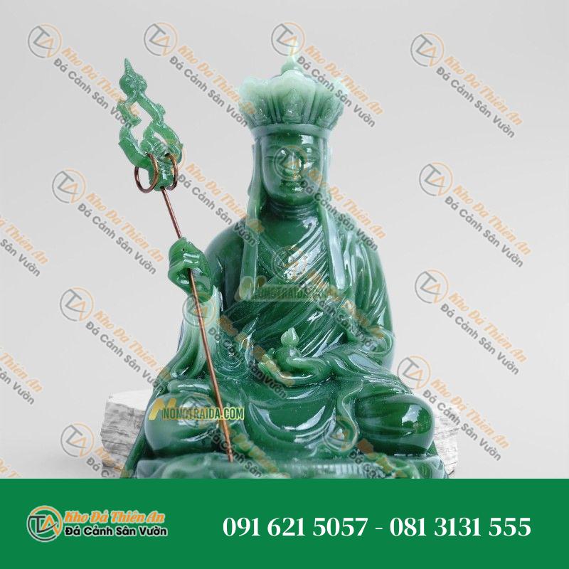 Tượng Địa Tạng Nhỏ Đá Ngọc Xanh 21cm, Kiểu Dáng Tinh Xảo, Giá Tốt | Khodathienan.com