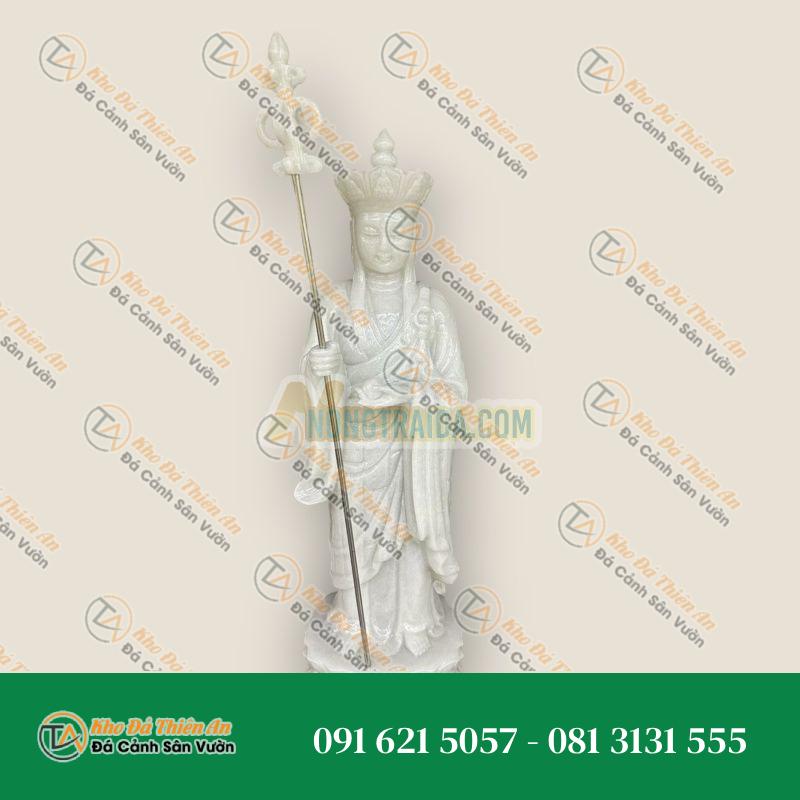 Tượng Địa Tạng Vương Bồ Tát Đá Cẩm Thạch Trắng 50cm – Bình An, An Lạc | Khodathienan.com