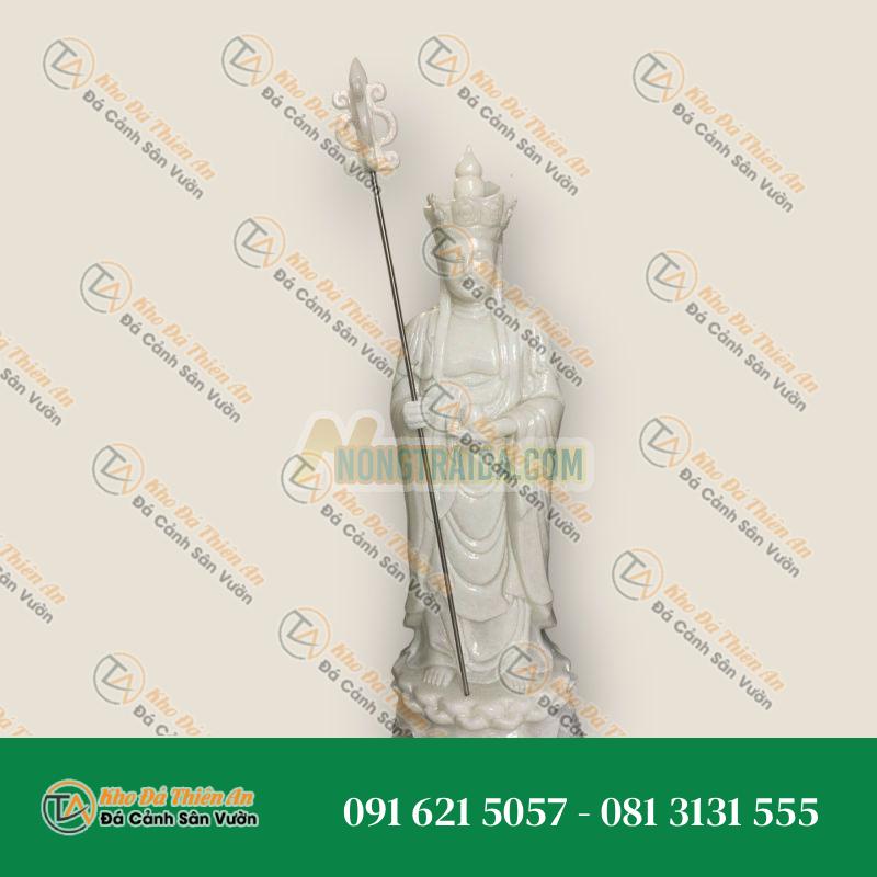Tượng Địa Tạng Vương Bồ Tát Đá Cẩm Thạch Trắng 60cm – Khodathienan.com