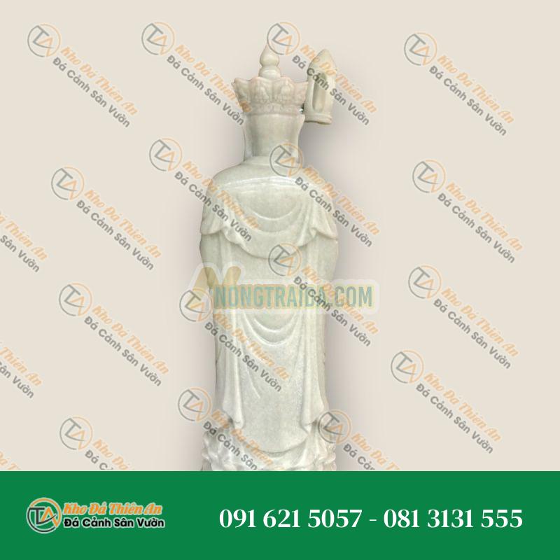 Tượng Địa Tạng Vương Bồ Tát Đá Cẩm Thạch Trắng Xanh 54cm – Thanh Tao, An Lạc | Khodathienan.com