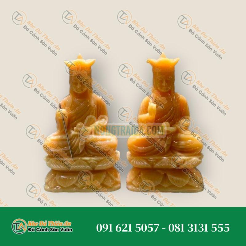 Tượng Địa Tạng Vương Bồ Tát Ngồi Đài Sen Đá Ngọc Hoàng Long – Cao 30cm