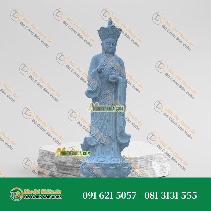 Tượng Địa Tạng Vương Đứng Bằng Đá Trắng TP.HCM – Cao 187cm