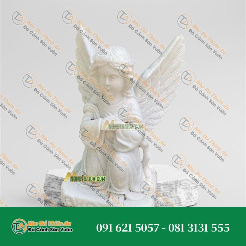 Tượng Đôi Thiên Thần Nhỏ Chắp Tay Đá Trắng Cẩm Thạch 55cm – Nét Đẹp Tinh Tế | Khodathienan.com
