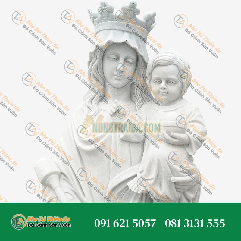 Tượng Đức Mẹ Maria Bằng Đá Cẩm Thạch Trắng – Tinh Tế & Thiêng Liêng