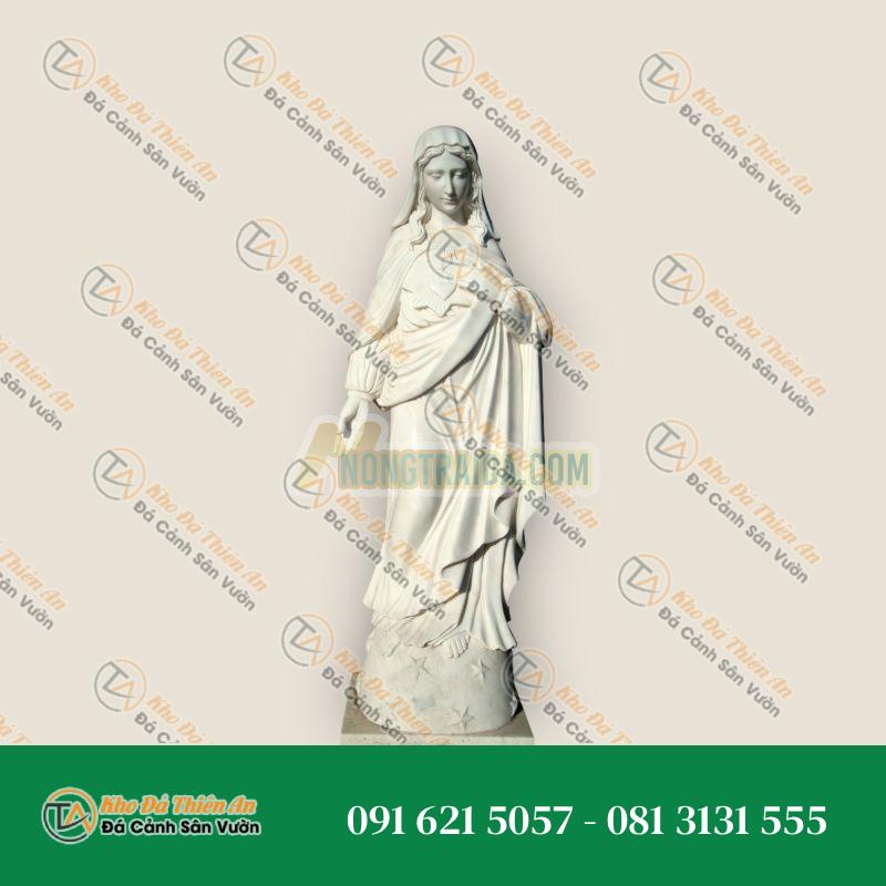 Tượng Đức Mẹ Vô Nhiễm Nguyên Tội Đá Carrara – Phong Cách Nhà Thờ – Khodathienan.com
