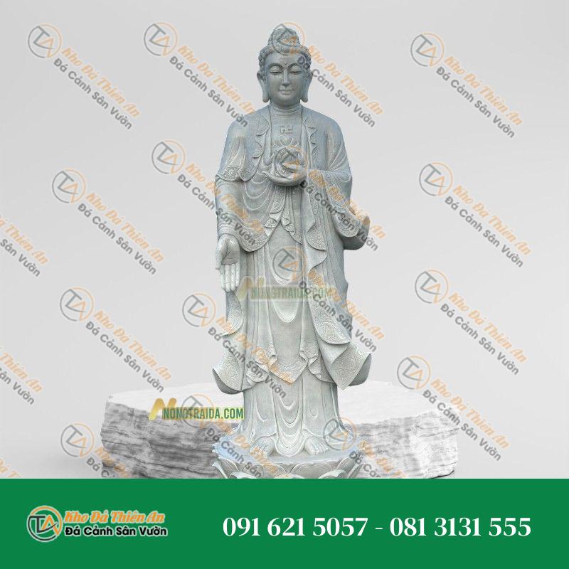 Tượng Phật A Di Đà Đá Trắng Muối 57cm – Phong Thủy Tốt – Khodathienan.com