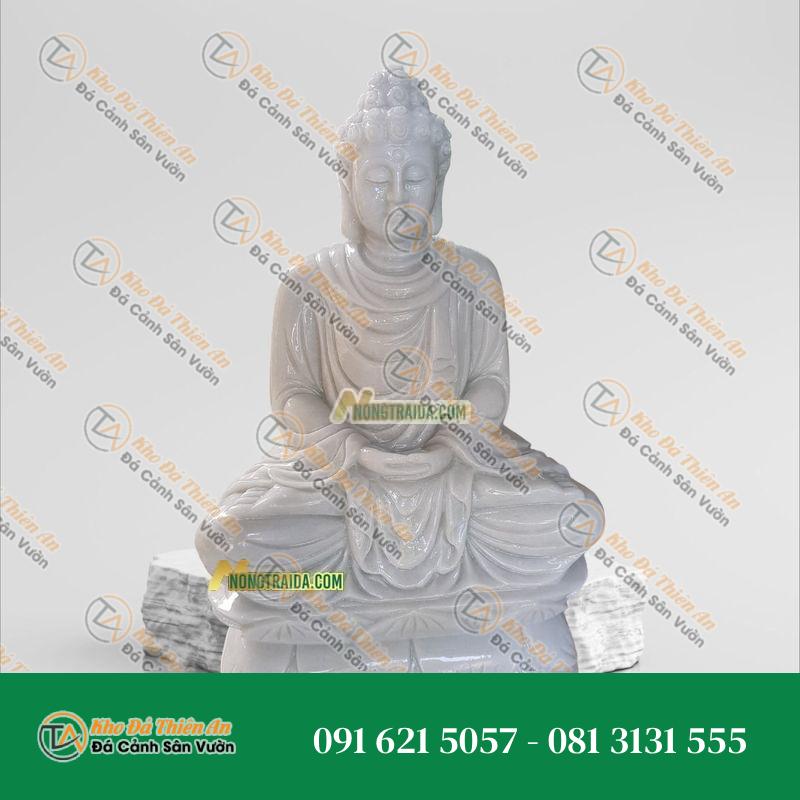 Tượng Đức Phật Thích Ca Bằng Đá Trắng Cẩm Thạch 103cm – Tác Phẩm Điêu Khắc Tinh Xảo