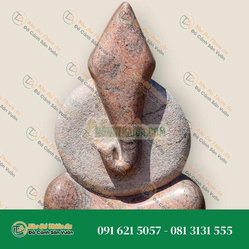 Tượng Ganesha Hiện Đại Đá Granite Đỏ Hồng – Nghệ Thuật Điêu Khắc Tay | Khodathienan.com