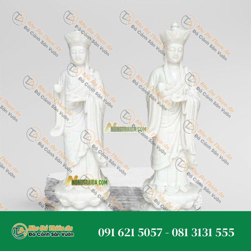 Tượng Địa Tạng Vương Bồ Tát Đứng Đá Trắng Bình Dương 173cm