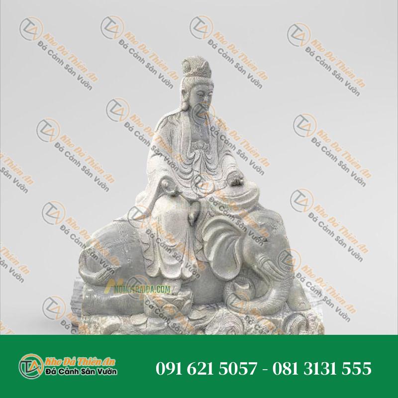 Tượng Phổ Hiền Bồ Tát – Đá Cẩm Thạch Trắng 153cm – Khodathienan.com