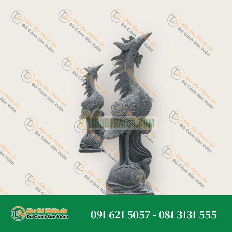 Tượng Hạc Đá Xanh Đen Cao 110cm – Chạm Khắc Tinh Xảo, Bền Đẹp
