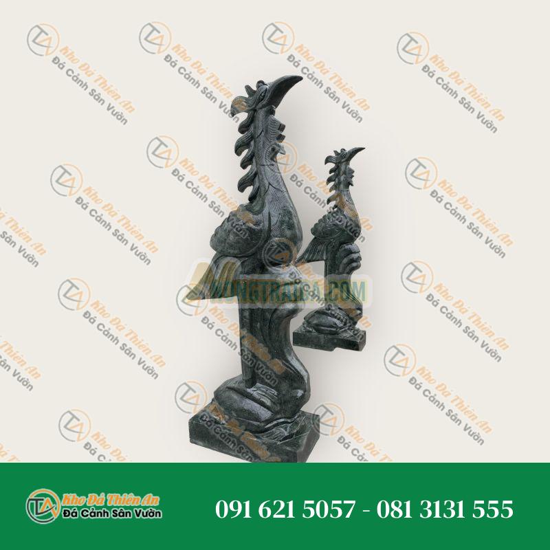 Tượng Hạc Đá Xanh Rêu Cao 110cm – Biểu Tượng Phong Thủy Cao Quý