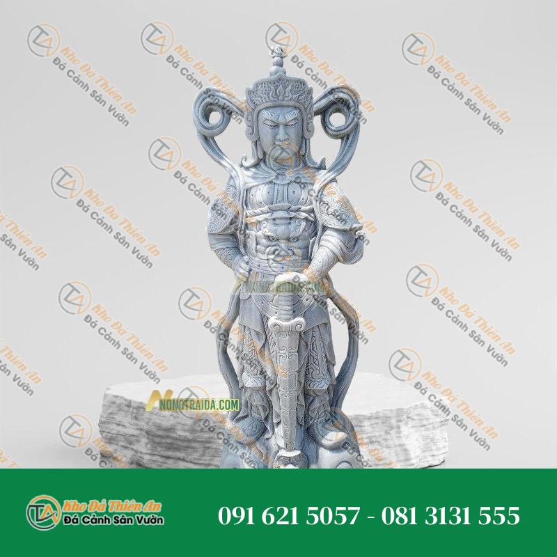 Tượng Hộ Pháp Vi Đà Đá Trắng Xám 189cm – Kiểu Dáng Độc Đáo – Khodathienan.com