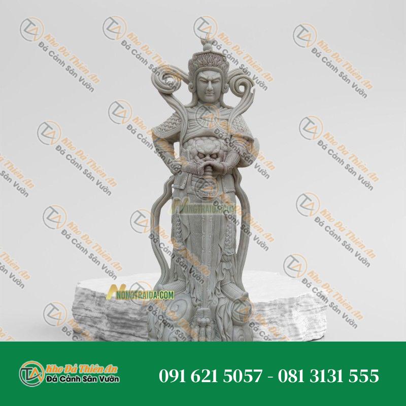 Tượng Hộ Pháp Vi Đà – Đá Trắng Xanh 169cm – Khodathienan.com