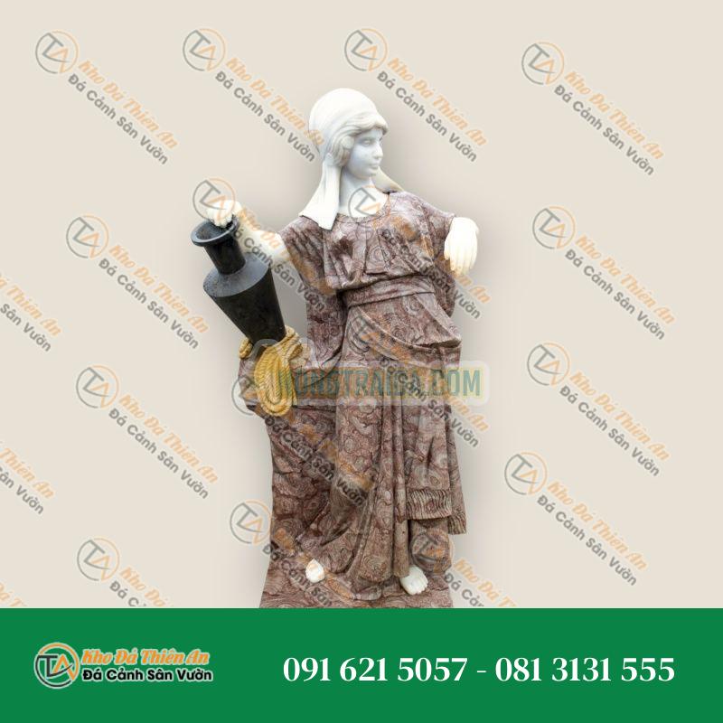 Tượng Khảm Phụ Nữ Cầm Hũ Nước, Chạm Khắc Thủ Công Tinh Xảo