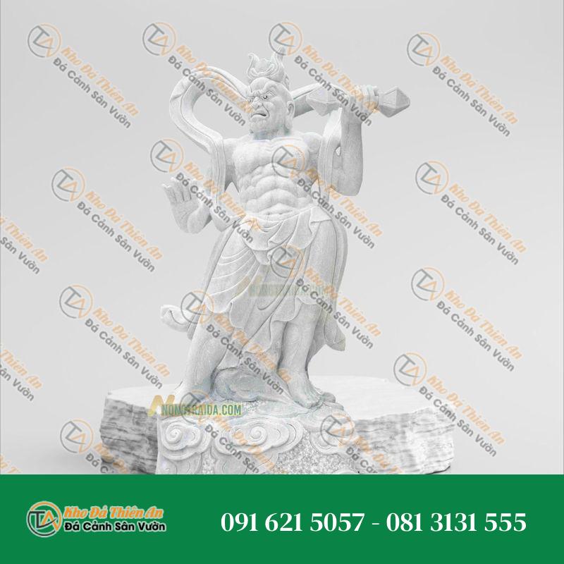 Tượng Kim Cang Lực Sĩ Bằng Đá Trắng Non Nước | Kích Thước 176cm, Tâm Linh & Mạnh Mẽ