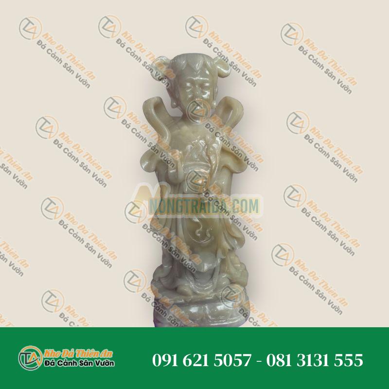 Tượng Kim Đồng Ngọc Nữ Đá Hồng Cẩm 40cm – May Mắn, Tài Lộc | Khodathienan.com