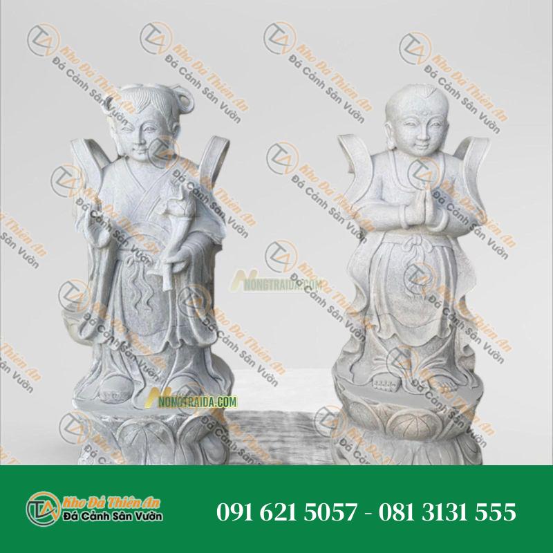 Tượng Kim Đồng Ngọc Nữ Bằng Đá Trắng Yên Bái – Cao 167cm