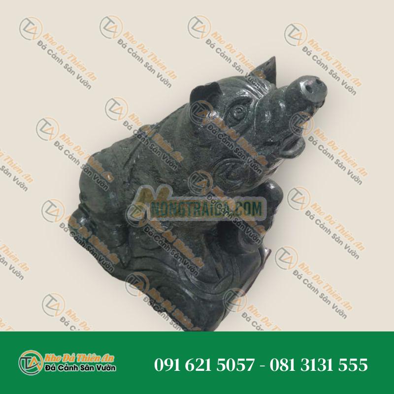 Tượng Lợn Đá Xanh Cốm 12 Con Giáp – Biểu Tượng Phong Thủy May Mắn