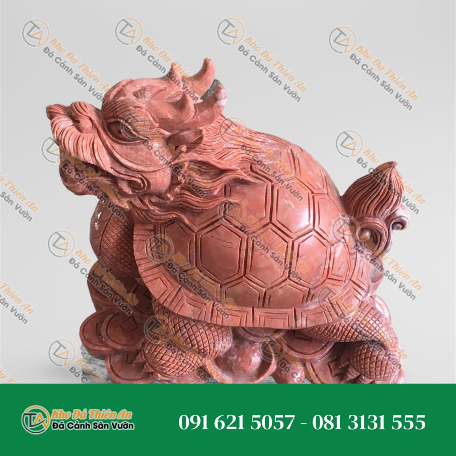 Tượng Long Quy Đá Cẩm Thạch Hồng – Sang Trọng, Thu Hút – Khodathienan.com