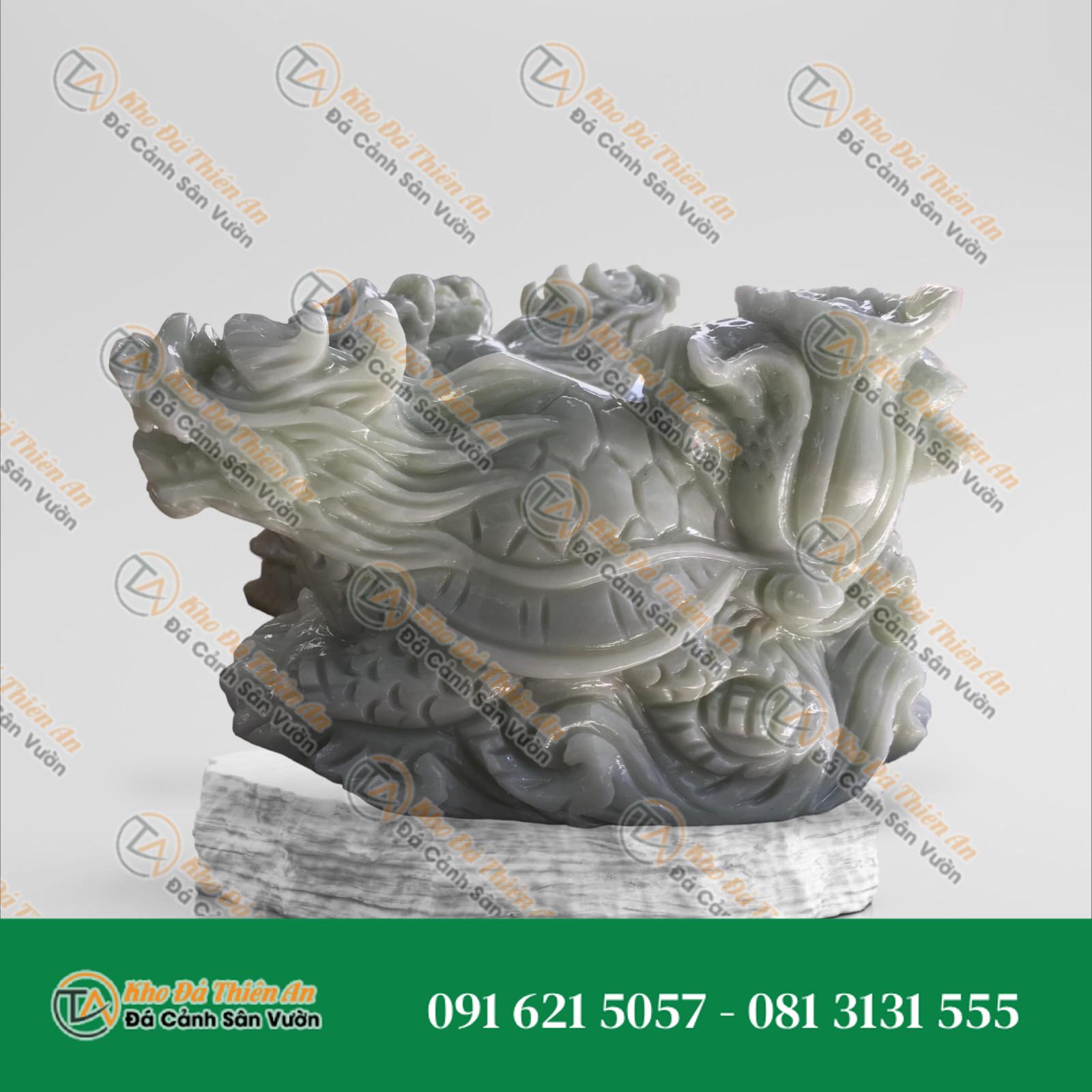 Tượng Long Quy Cẩm Thạch Trắng Xanh 32cm – Chiêu Tài, Hóa Lộc, Sức Khỏe | Khodathienan.com