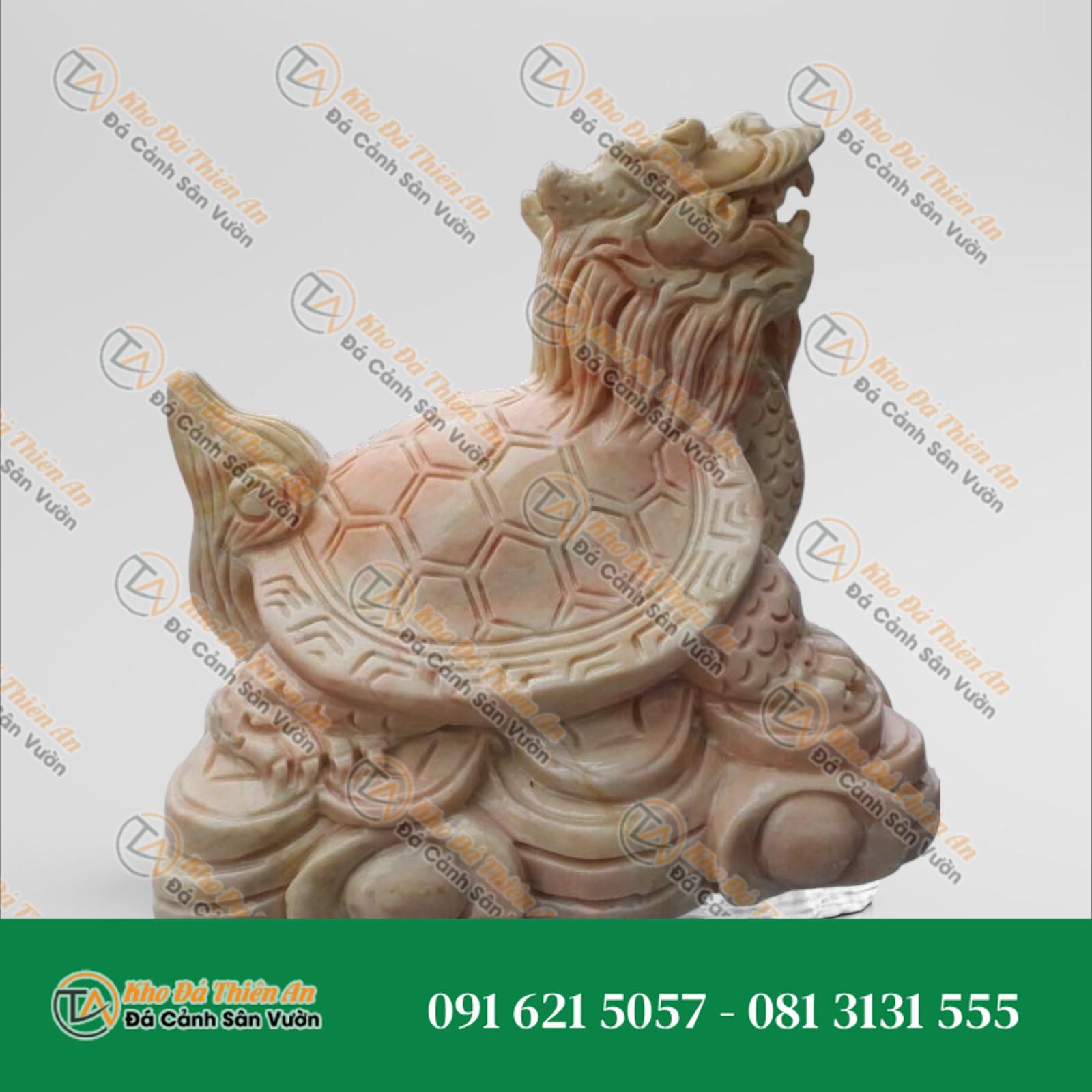Tượng Long Quy Đá Cẩm Thạch Vàng Cà Rốt – Phong Thủy May Mắn – Khodathienan.com