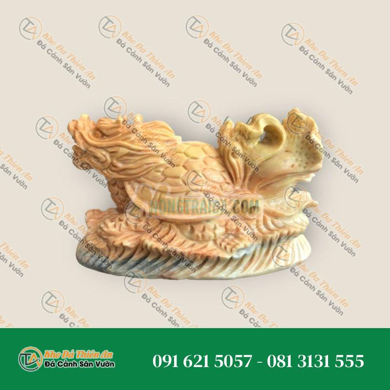 Tượng Long Quy Cõng Bắp Cải Đá Cẩm Thạch Vàng Cà Rốt – Thu Hút Tài Lộc | Khodathienan.com