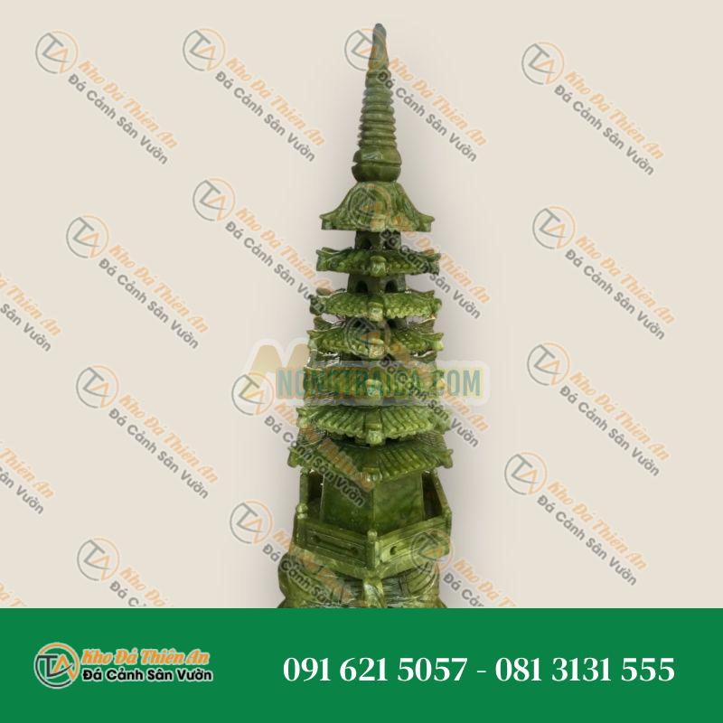 Tượng Long Quy (Rùa Đầu Rồng) Cõng Tháp Văn Xương 7 Tầng Phong Thủy Cầu Công Danh Tài Lộc Đá Ngọc Ấn Độ – Dài 35cm