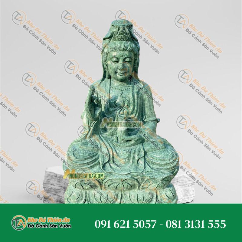 Tượng Mẹ Quan Âm Để Xe Hơi Đá Xanh Ấn Độ 14cm – Khodathienan.com
