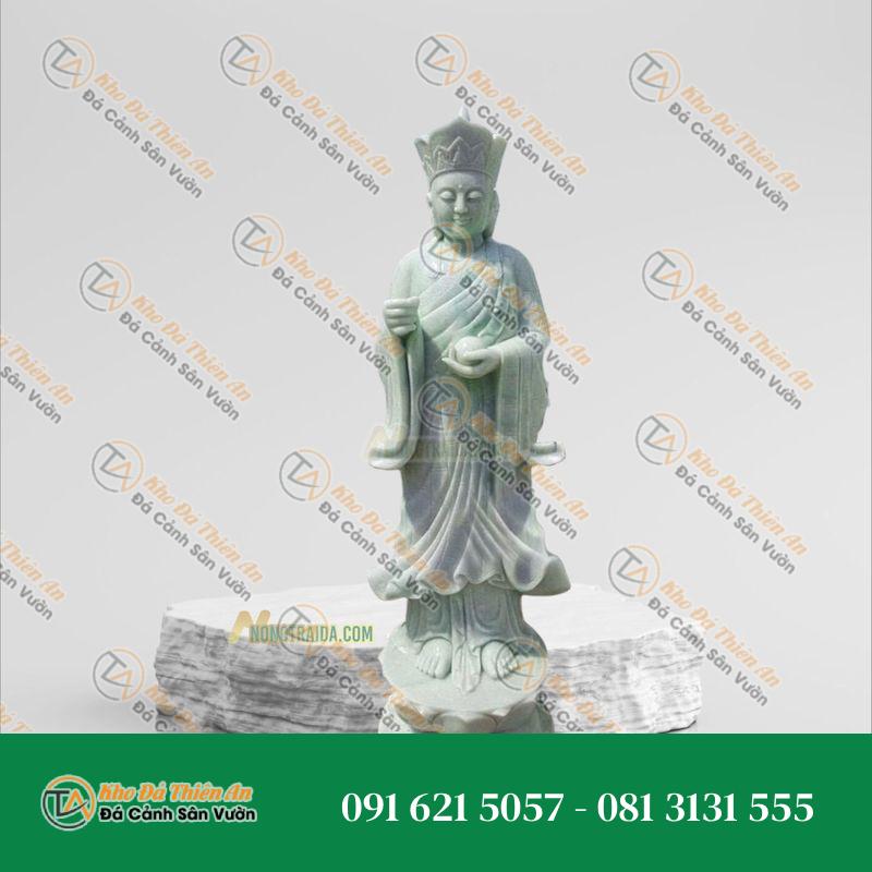 Tượng Mục Kiền Liên Bồ Tát Đứng Đá Trắng Xanh 187cm – Khodathienan.com